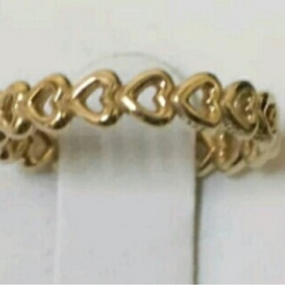 Pandora Yellow Gold Heart Band ring NEW - Picture 2 of 3